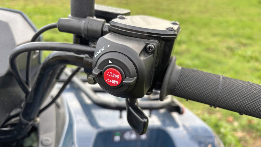 Close-up of switches on handlebars