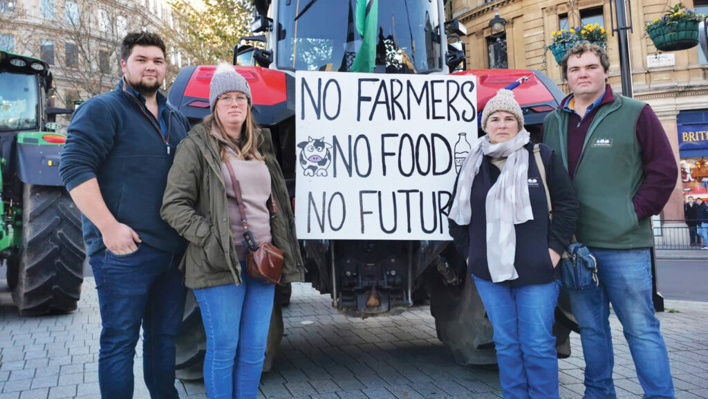 The Miles family at the protest in London