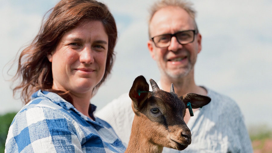 Rachel Yarrow holding a goat