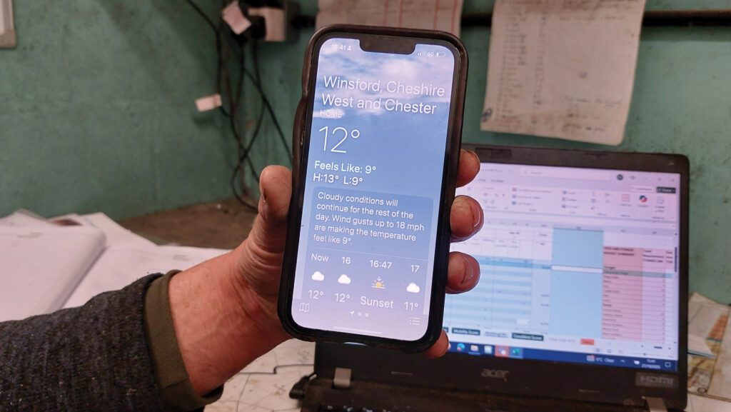 Weather app on phone
