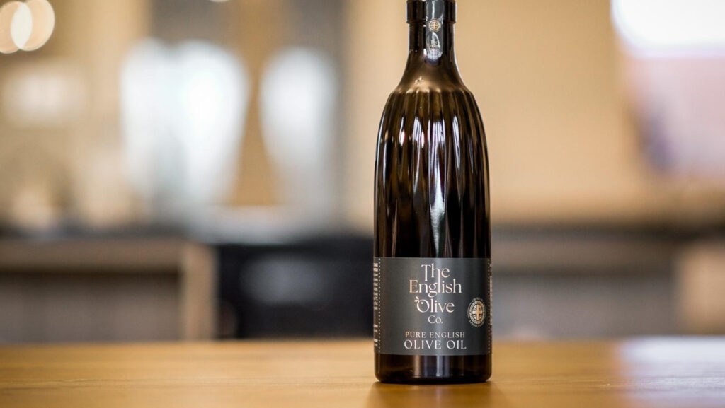 Bottle of English olive oil