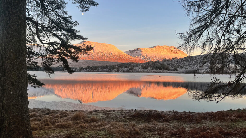 Blackmount mountains and reflection