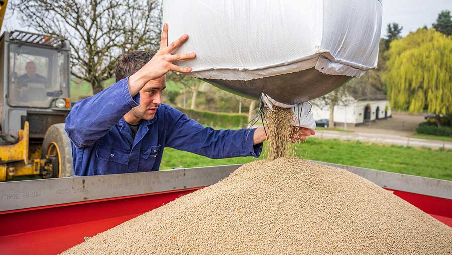 Nutramon being poured from bag
