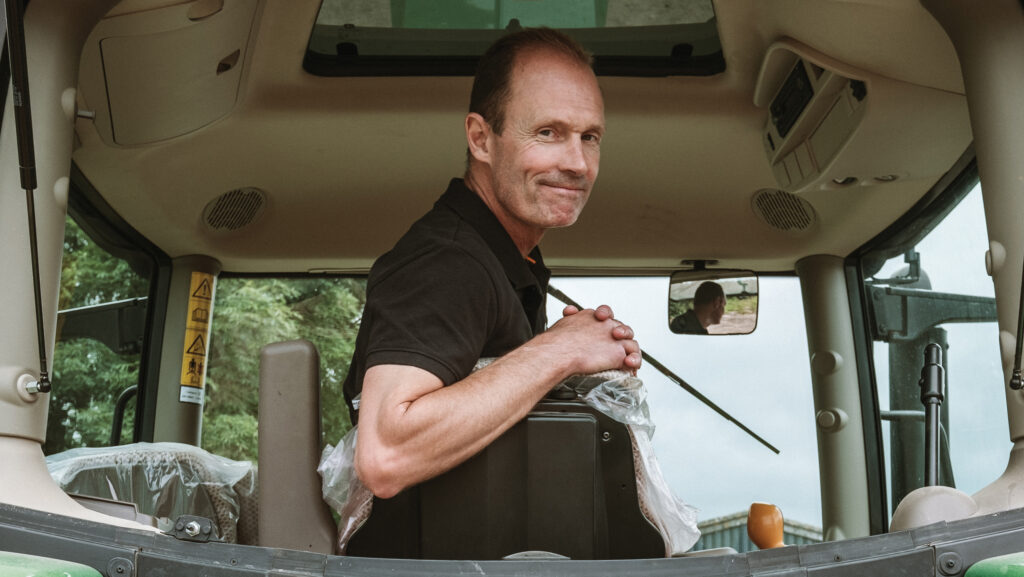 Andy Barr in his tractor cab