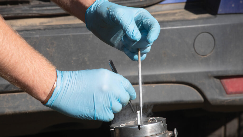 AI technician working in lab