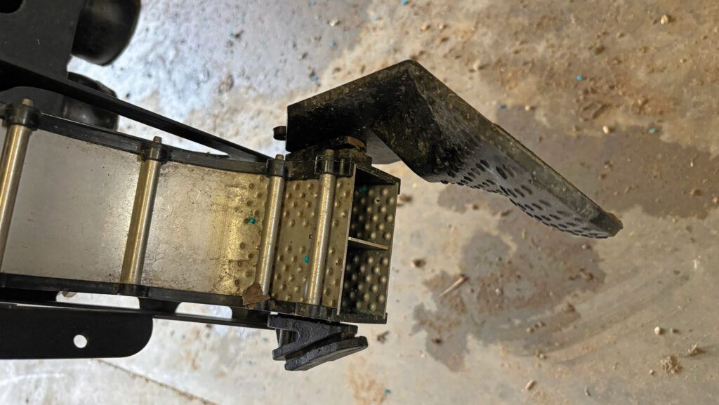 Close-up of spreader outlet