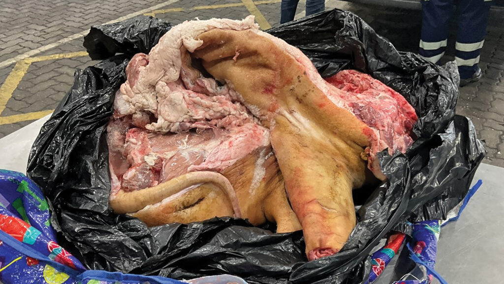 Pork seizure at Dover port © Dover Port Health Authority