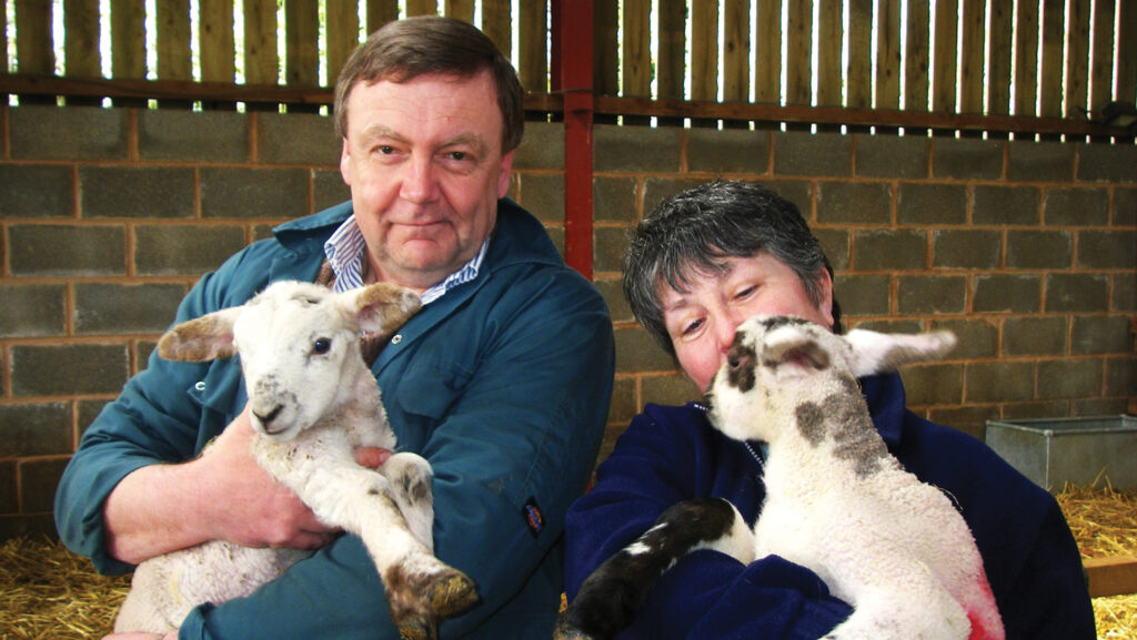 Andy and Frances Offer with lambs