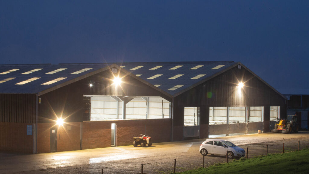 Dairy unit at night