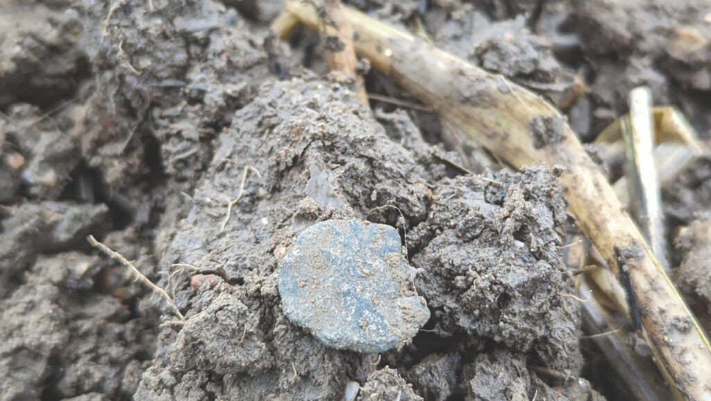 Emperor Gallienus Roman coin in soil