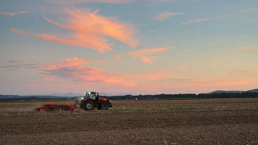 Tractor in field