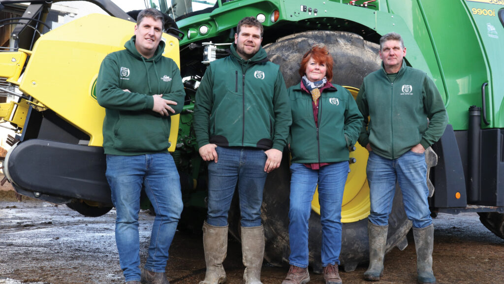 Right to left: Nick Fuller, partner Babs, Ollie, Nick's son and Miles, Nick's son-in-law – the Church Farm Services management team © Andrew Faulkner
