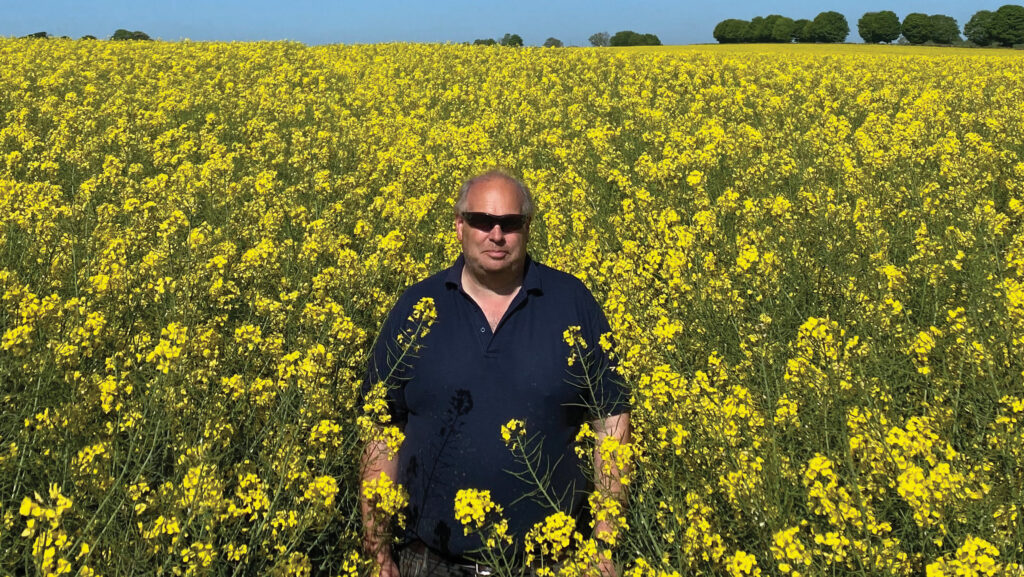 Tim Lamyman standing in his oilseed rape crop