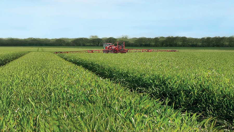 Sprayer in arable field