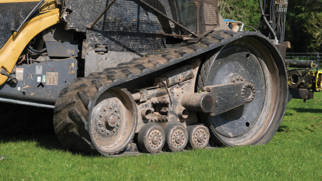 Close-up of tractor tracks