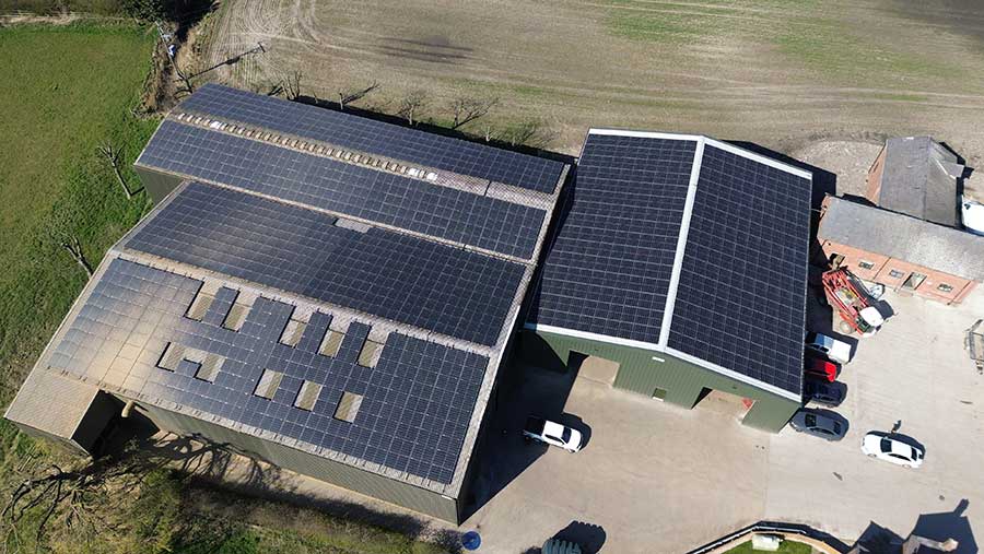 Solar panels on roof