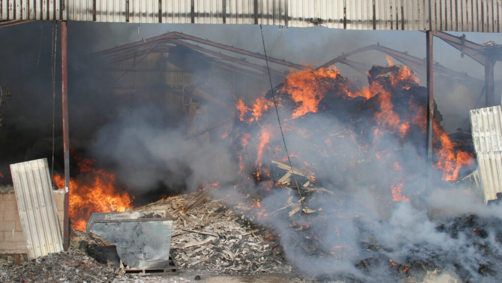A farm roof fire
