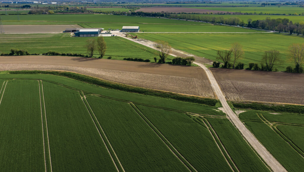 Aerial view of farmland