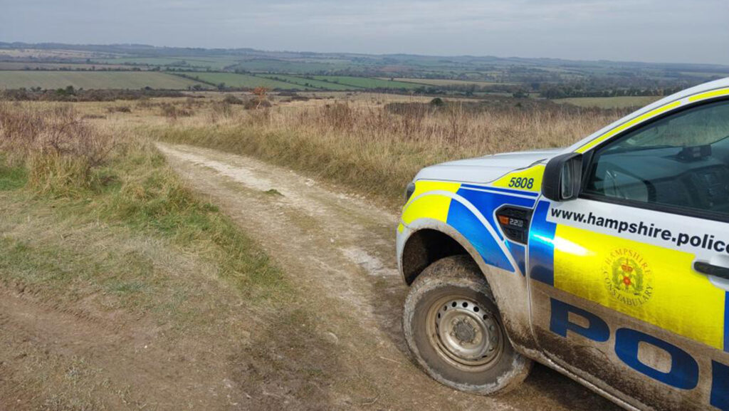 Police car involved in hare coursing crackdown