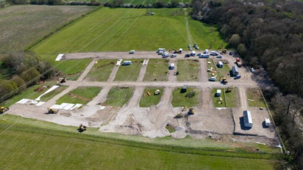 An aerial view of the traveller camp