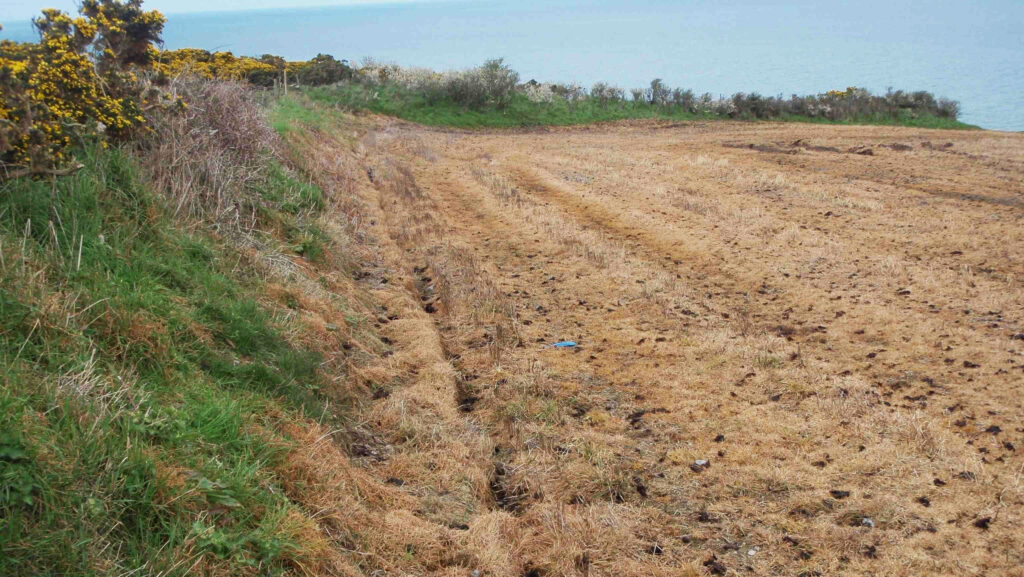 The damaged fields within the SSSI © Natural Resources Wales
