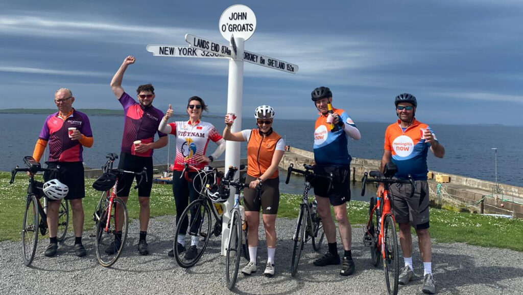 Mark Parker, Toby Adlington, Briony Gunson (part of the support team), Lily and Rod Adlington, and Guy Minshull © Briony Gunson