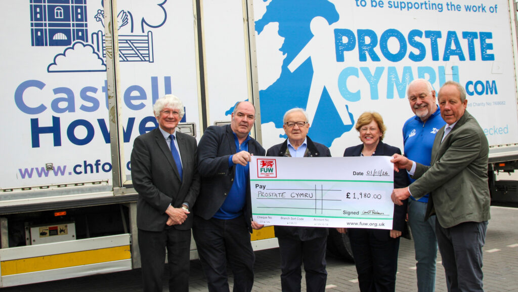 John Daniels and Deryc Rees from Prostate Cymru with Ian Rickman and Peter Davies from the Farmers' Union of Wales and Brian and Helen Jones © Farmers Union of Wales