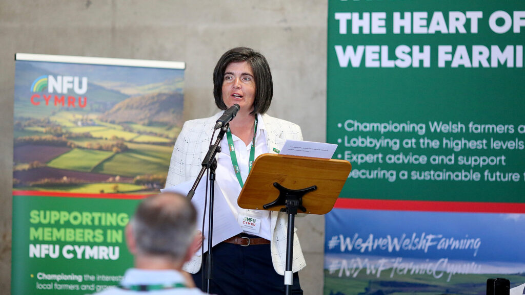 NFU Cymru president Abi Reader speaking at the conference © NFU Cymru