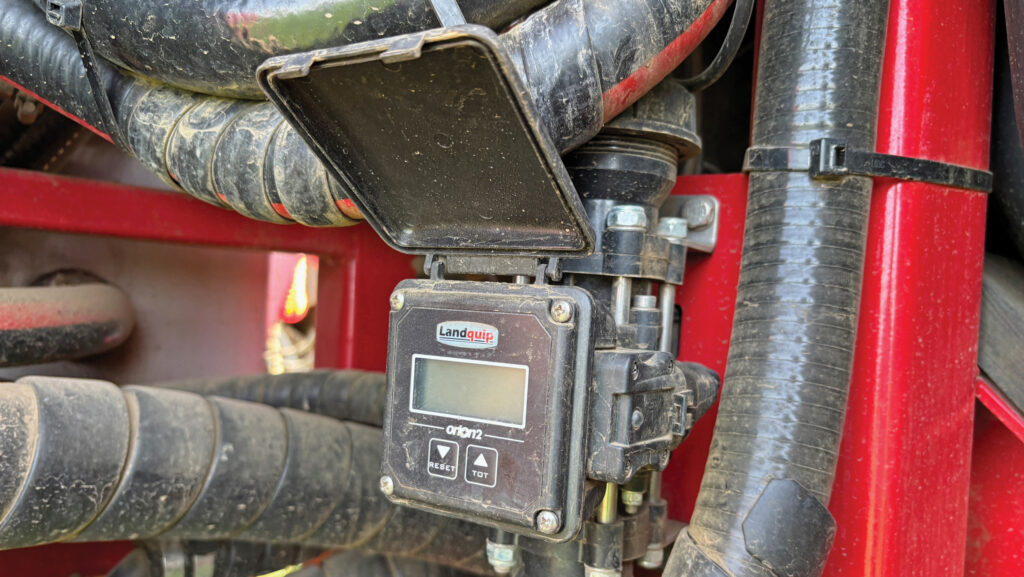 Close-up of auto flow meter controls