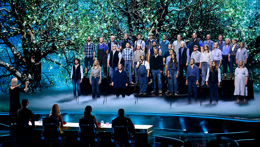 The choir performing the winning song