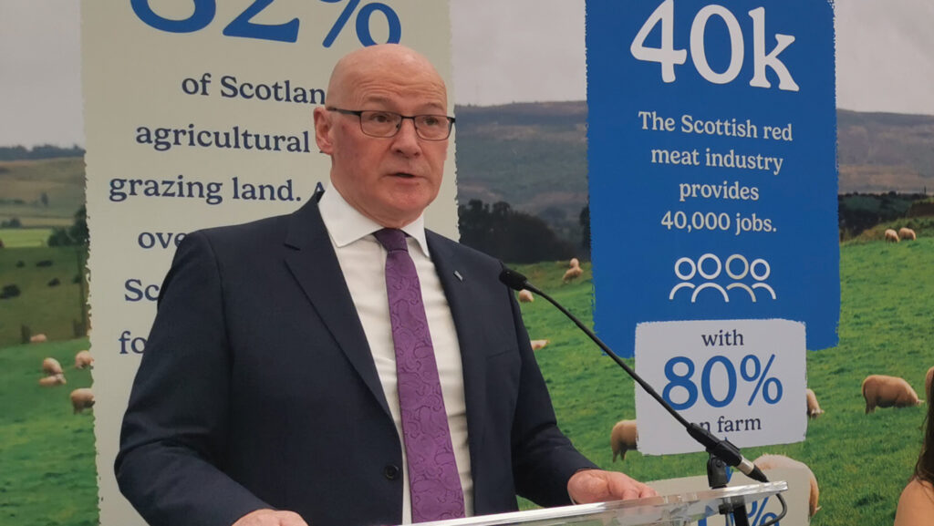 First minister John Swinney addresses the QMS Breakfast meeting at the Royal Highland Show © MAG/Philip Case