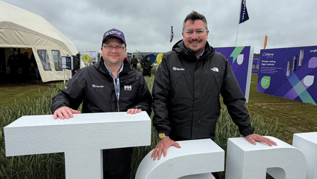 Two men at a trade show