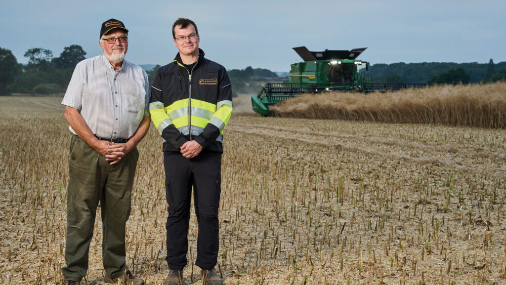 James (left) and Sam Daw in field