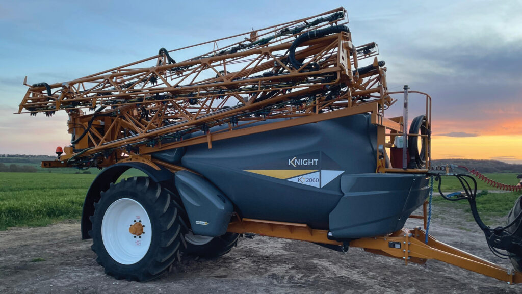 Side view of folded sprayer