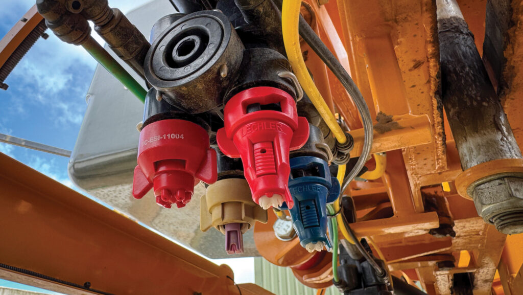 Close-up of sprayer nozzles