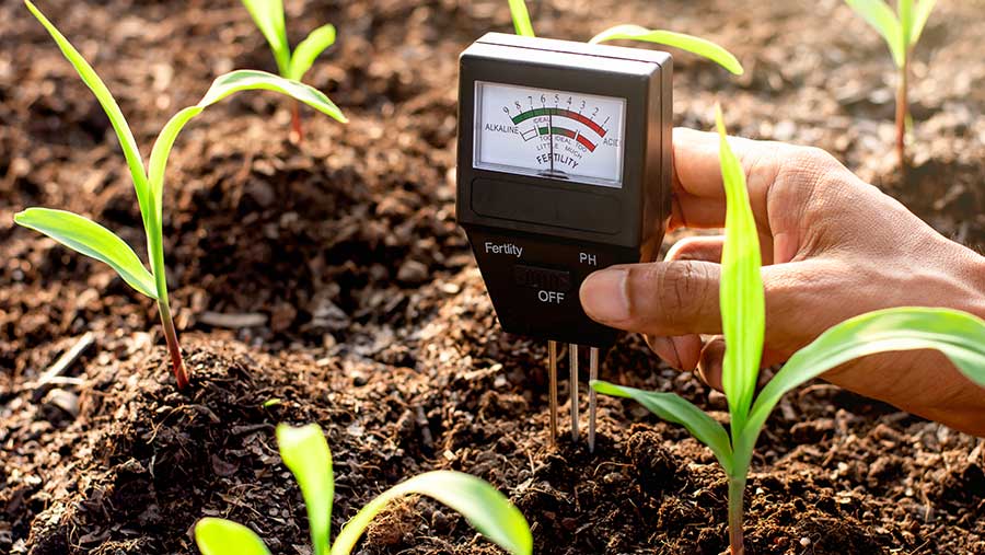 Acid/alkiline detector in soil