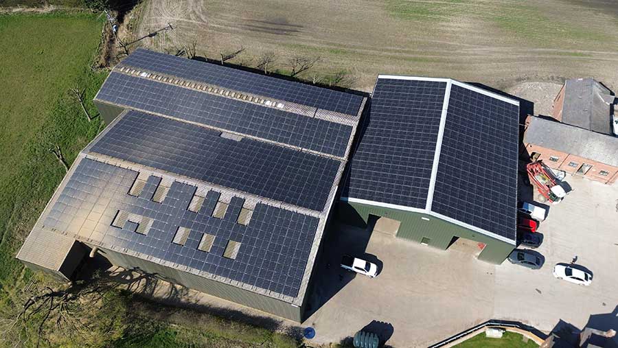 Solar panels on barn roof