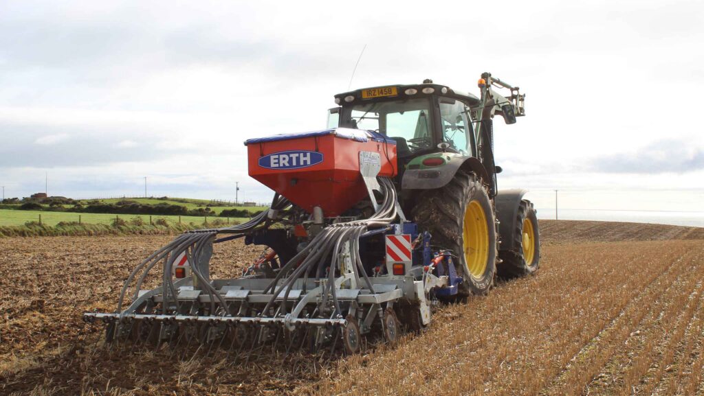 Panbuster drill working in field