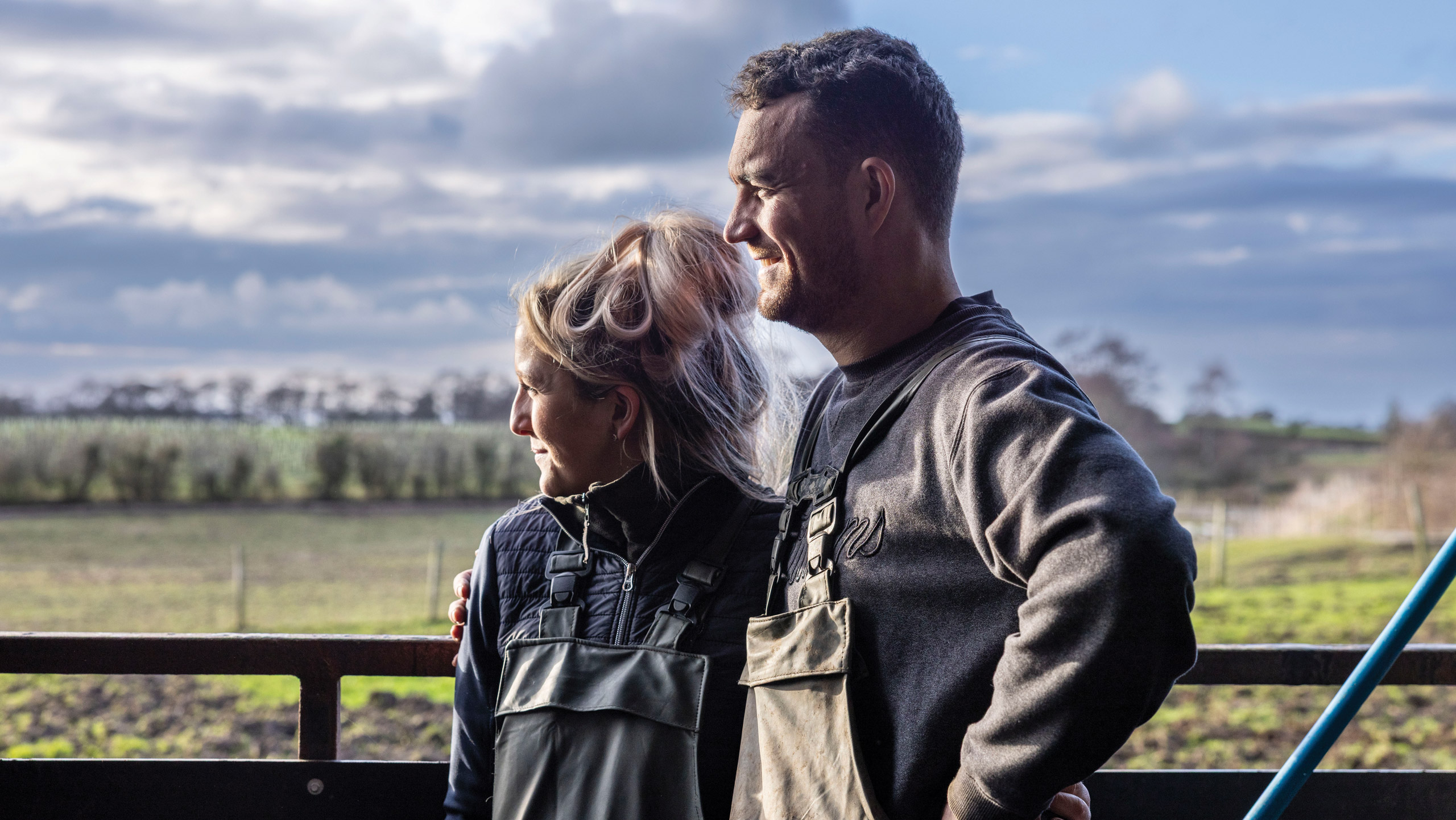 Joe Towers and Hannah Kent on farm
