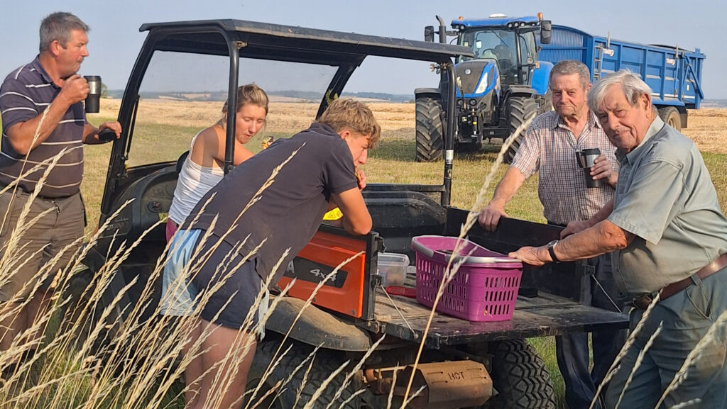 People in a farmers field