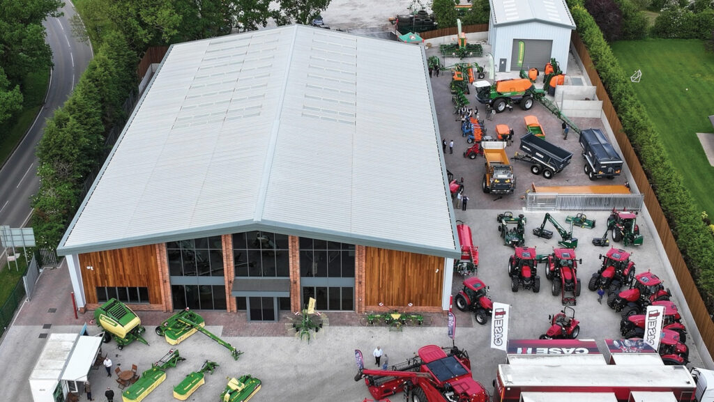 Aerial view of a dealership