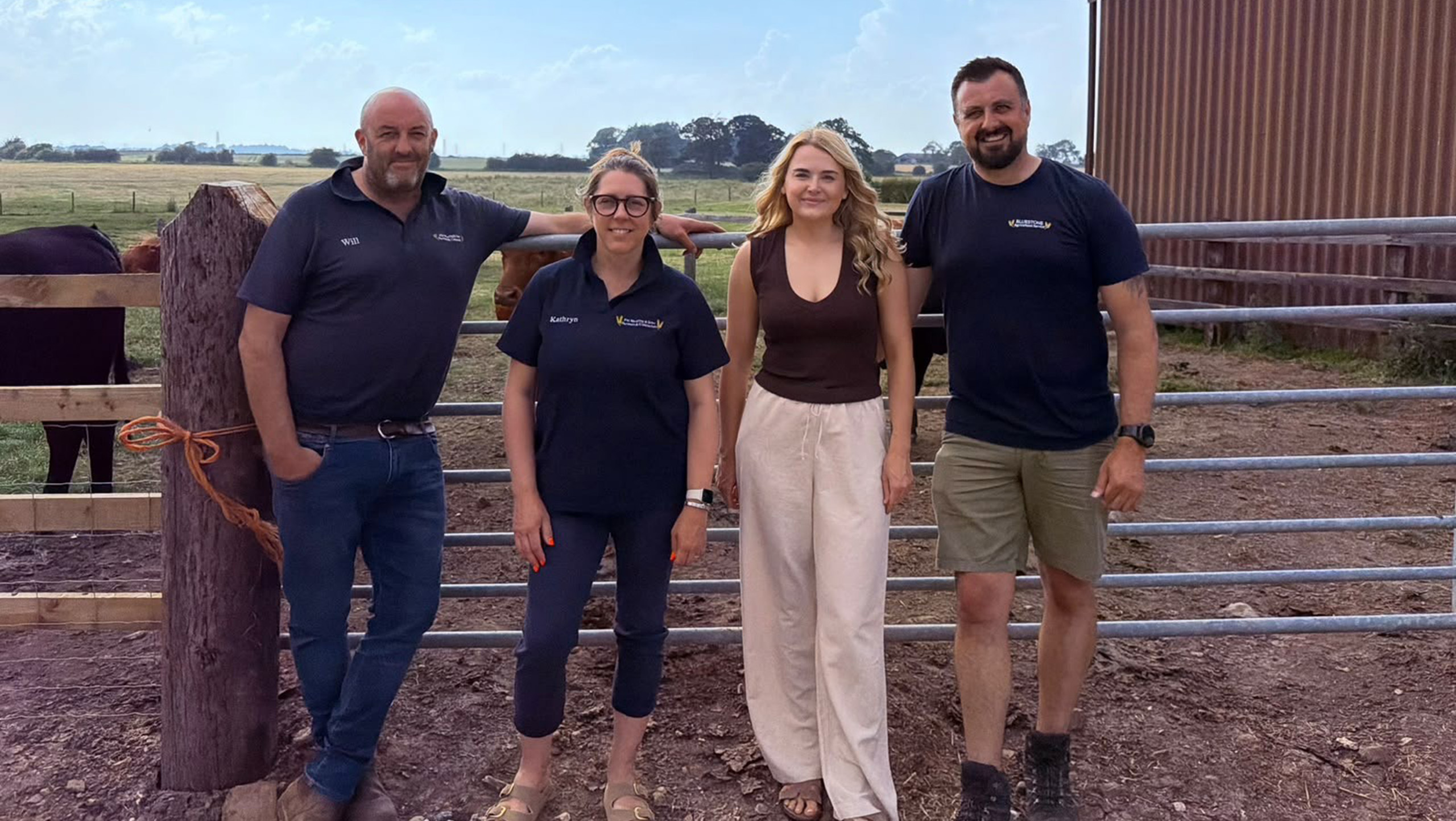 Will and Kathryn Wastling, Jon Page and Kimberly Marriott on farm