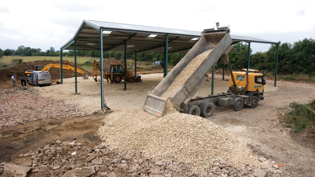 Farm building being constructed