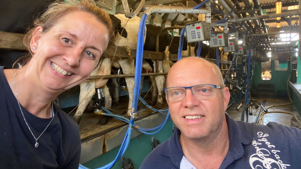 Marie Stephenson with Shane Gregory, herdsman at Higher Kernick Farm, Bodmin © Rabi