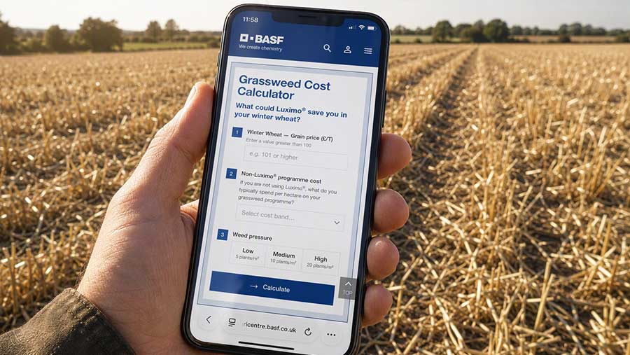 Person holding phone using BASF app