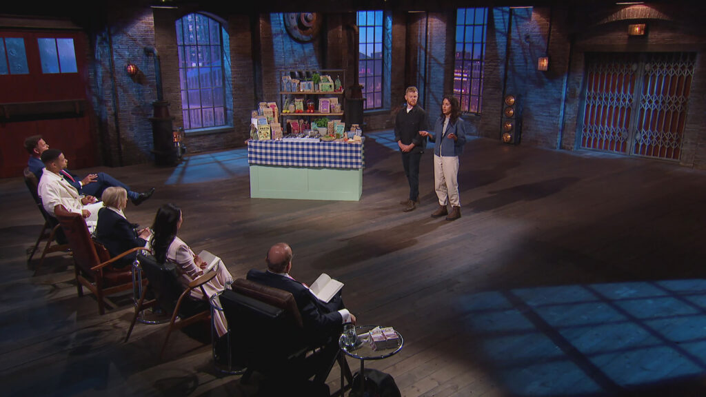 Northern Pasta Co's Matt Kenyon and Imogen Royall on Dragons' Den © BBC