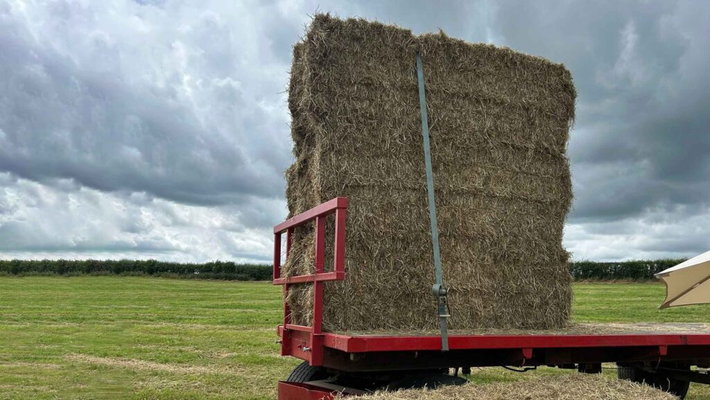 Hay bales and the accident scene at Cross Farm, Harpenden