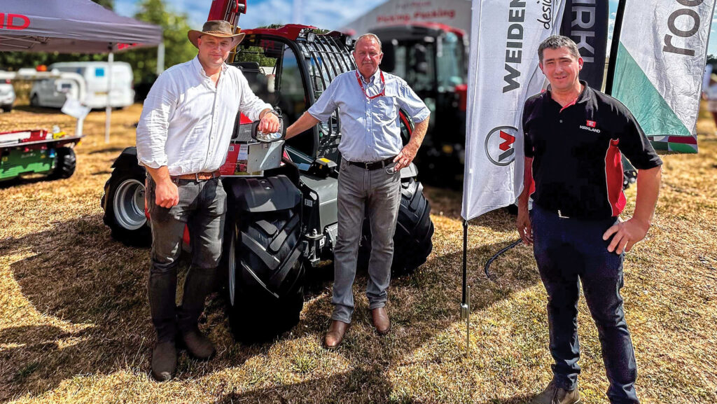 Kirkland managing director Scott Worsley (left) and service manager Nick Ralph (right) with Weidemann area sales manager Andy Bolan