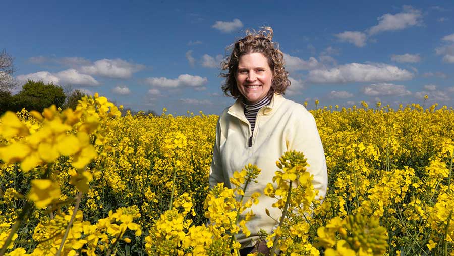 Sarah Bell in her oilseeds crop of Lg Armada