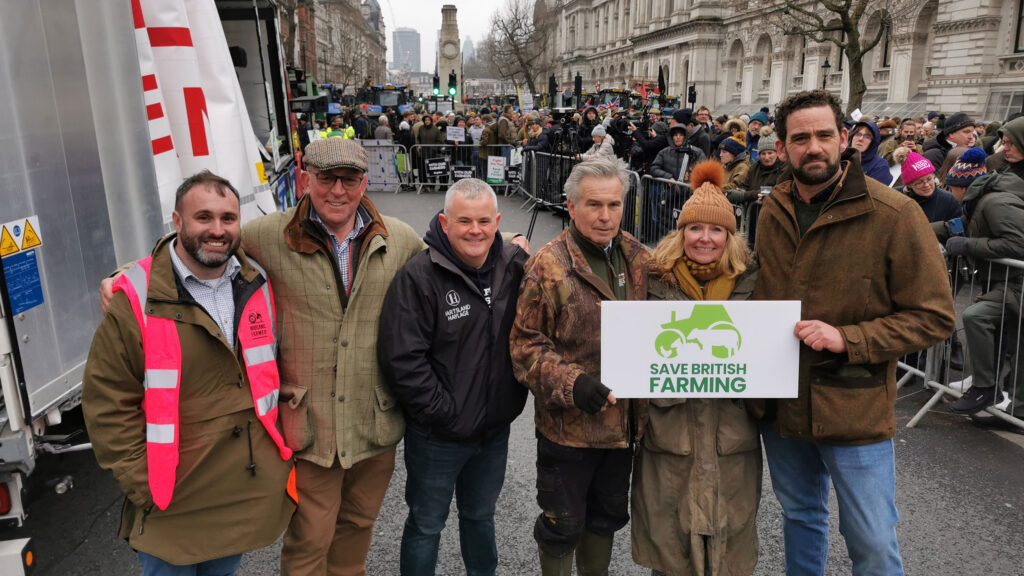 Liz Webster with members of Save British Farming